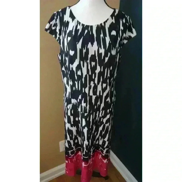 Nine & Co. Dress Black/White, Pink Jersey Swing Dress, Size 16 - Picture 2 of 14
